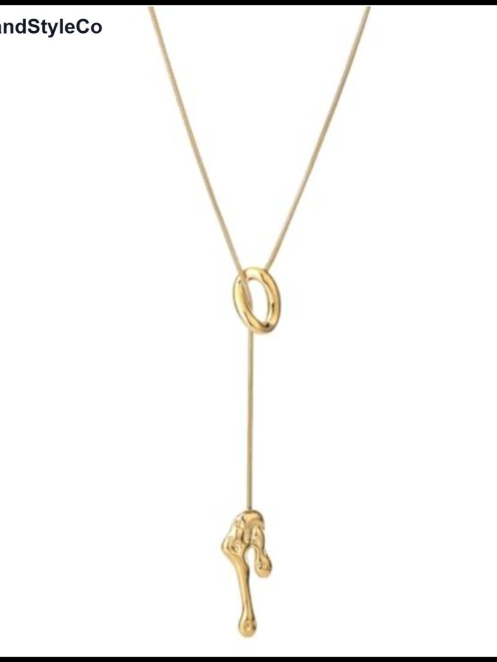14k Gold Plated Stainless Steel Y Shape Lasso Drop Chain Statement Necklace